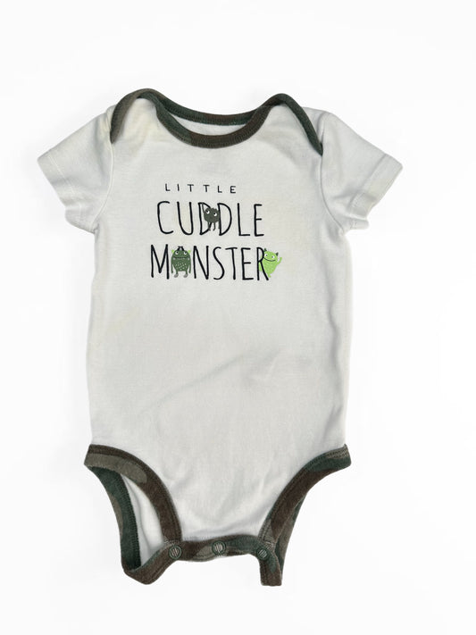 0-3M Little cuddle monster grey onesie