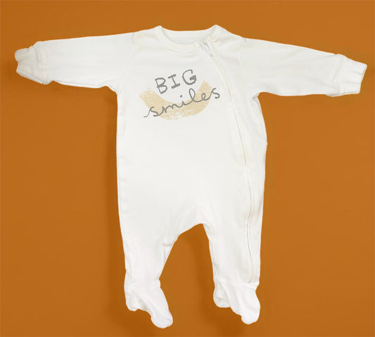0-3M white sleeper 2 way zip