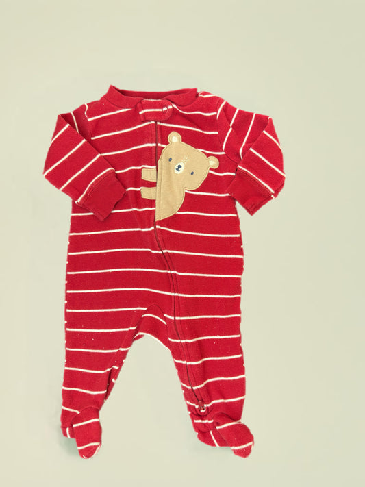 0-3M red sleeper bear 2 way zip