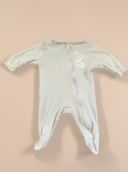 0-3M cute pastel bunny 2 way zip sleeper