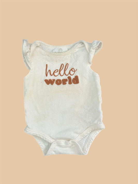 3-6M cute bodysuit Hello world