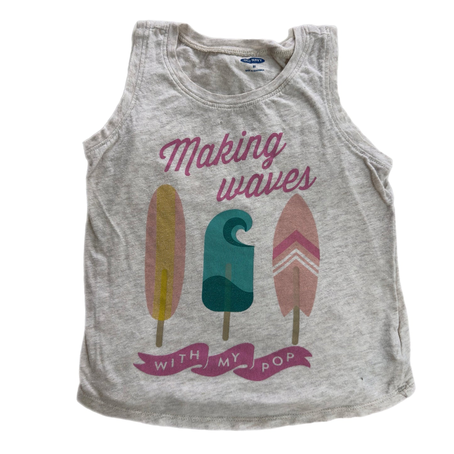 4-5T Sleeveless shirt "Making waves with my pop"